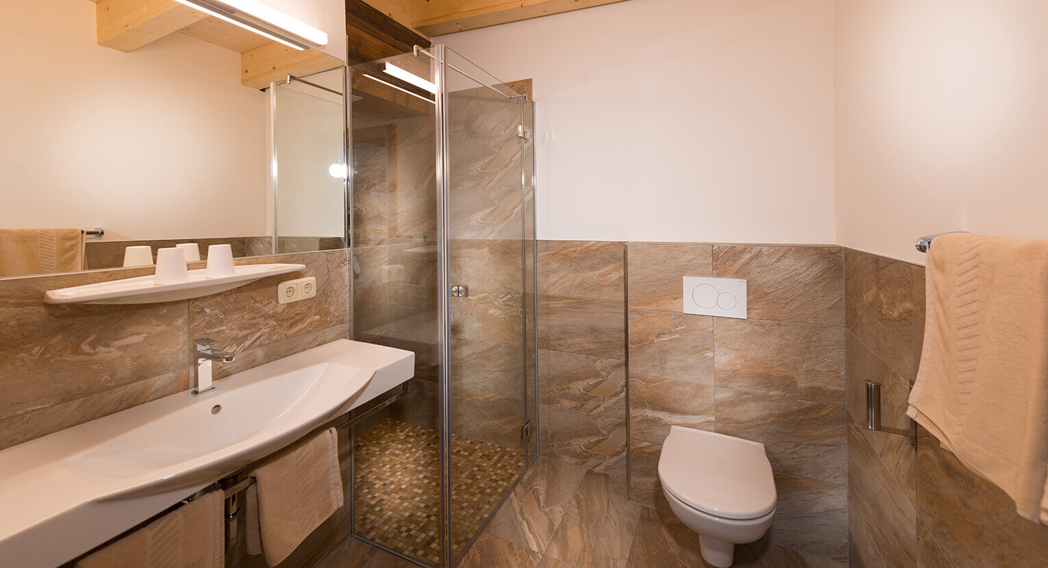 Badezimmer mit Dusche und WC